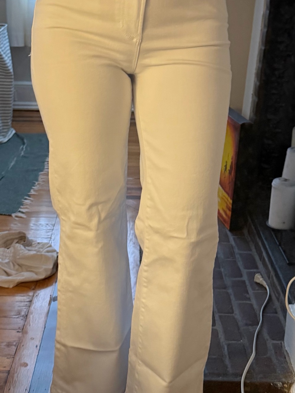 Dear John Cream Wide-Leg Flare Jeans